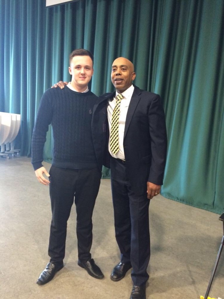 Jim Roberson and a student he has inspired - Jim Roberson motivational youth speaker motivating a student and coaching education in young people. Empowering and supporting them to be the best they can be in school, education and exam preparation.