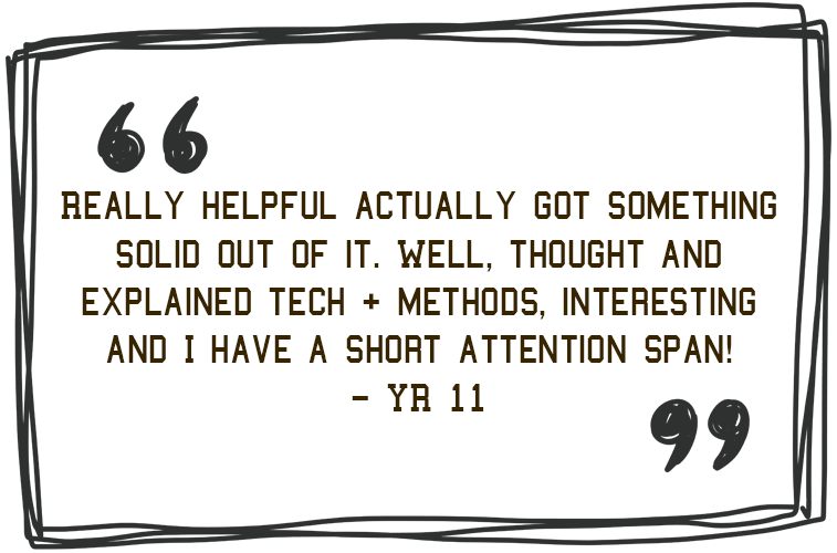 'Really helpful actually got something solid out of it. Well, thought and explained tech and methods, interesting and I have a short attention span! - year 11' - Jim Roberson motivational youth speaker motivating a student and coaching education in young people. Empowering and supporting them to be the best they can be in school, education and exam preparation.