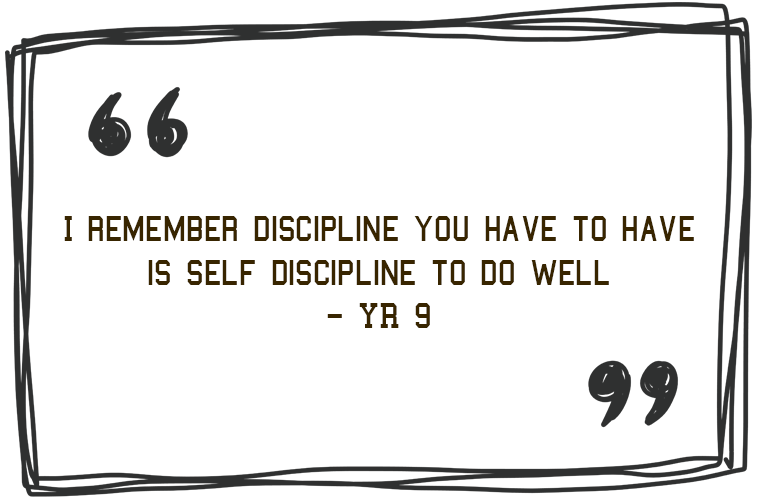 'I remember disipline you have to have is self discipline to do well - year 9' - Jim Roberson motivational youth speaker motivating a student and coaching education in young people. Empowering and supporting them to be the best they can be in school, education and exam preparation.