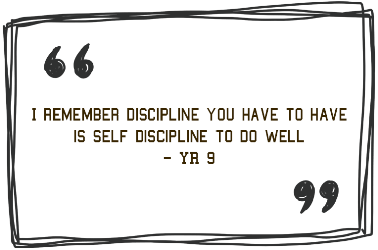 'I remember disipline you have to have is self discipline to do well - year 9' - Jim Roberson motivational youth speaker motivating a student and coaching education in young people. Empowering and supporting them to be the best they can be in school, education and exam preparation.