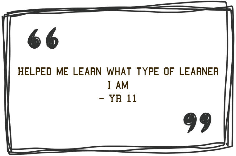 'Helped me learn what type of learner I am - Year 11' - Jim Roberson motivational youth speaker motivating a student and coaching education in young people. Empowering and supporting them to be the best they can be in school, education and exam preparation.